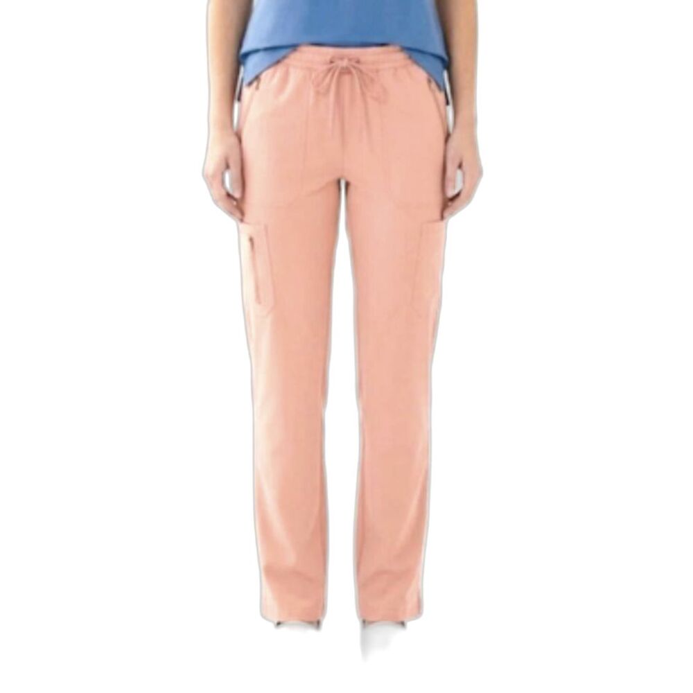 Jaanuu Women's Peachy Pink High Waisted Straight Leg Classic Scrubs Pants Sz XLT
